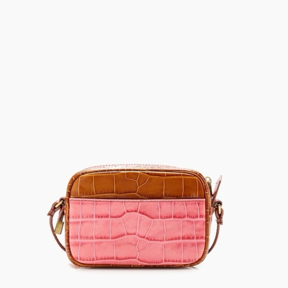 J.crew mini signet Crocodile Tan Leather Crossbody Bag ltd edition pink mustard